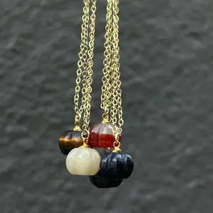 Crystal Pumpkin Necklace - 14k Gold Filled Chain