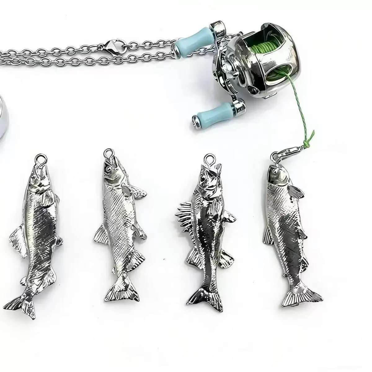 Women's Alloy Choker Necklace, Mini Fishing Reel Pendant for Female Fishing Enthusiasts, Unique Party Gift Decoration Novelty Jewelry