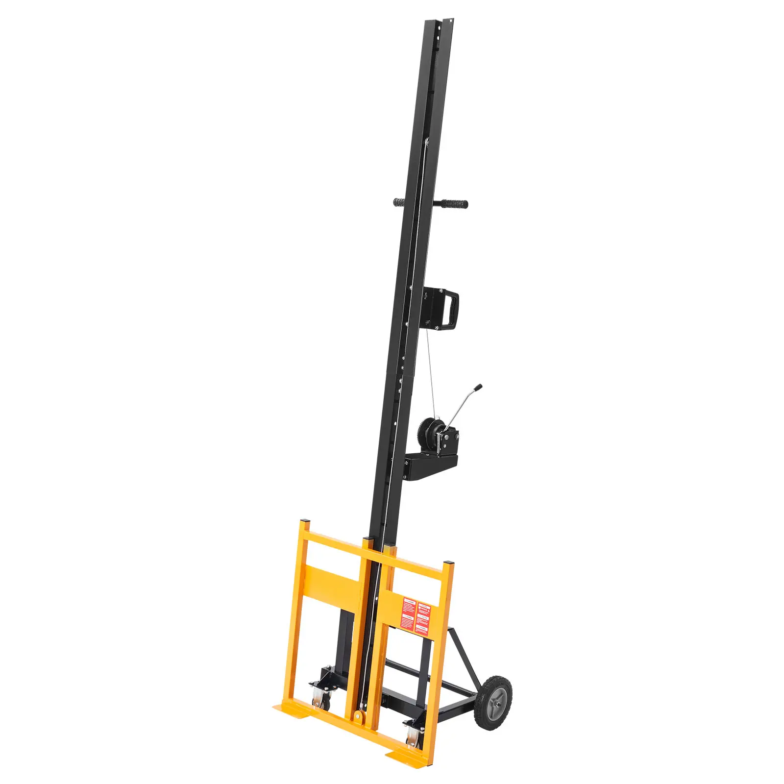 VEVOR Drywall Lift, 68 kg (150 lbs) Heavy-Duty Adjustable Height Hoist with 6.12ft+2.36ft Height Range, 4x16 ft Max Panel Lifter Jack for Commercial Use Wall Installation, Wheel-Equipped for Easy Transport (Yellow)