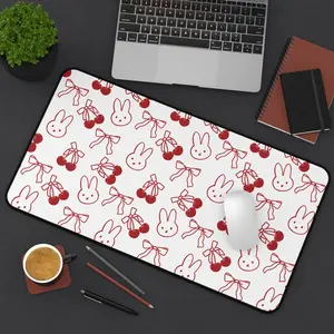 Miffy-Inspired Bunny & Cherry Desk Mat - Large Mousepad/Gaming Desk Mat/Office Decor/Cute Gift/Gaming Mousepad