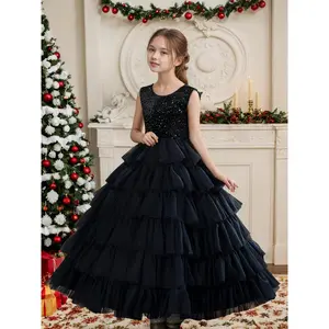 A girl's Halloween carnival black dark style cake dress Carnival party dress black witch