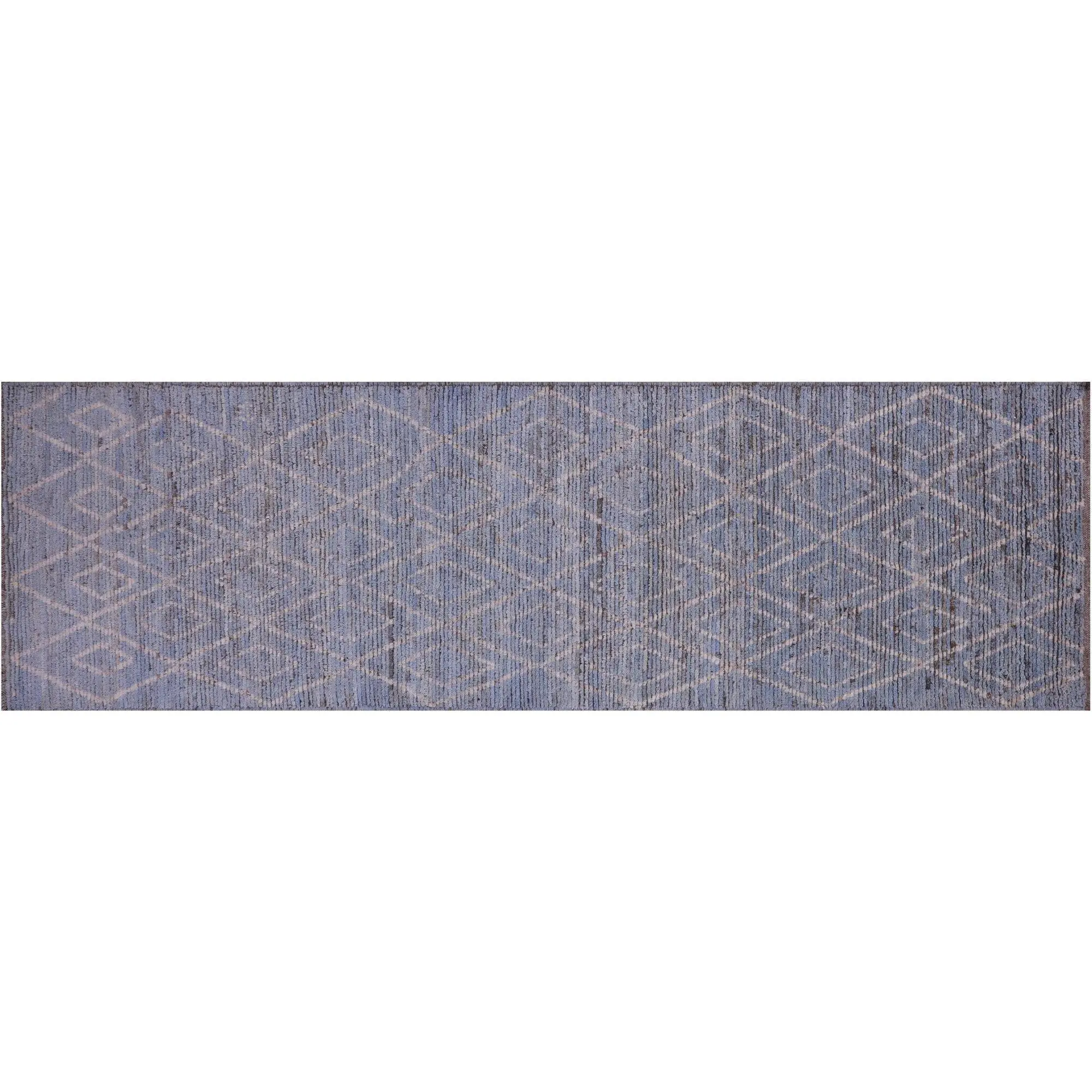 Blue Runner Hand Knotted Moroccan Wool On Wool Rug 2' 9" X 9' 8" - Q18775