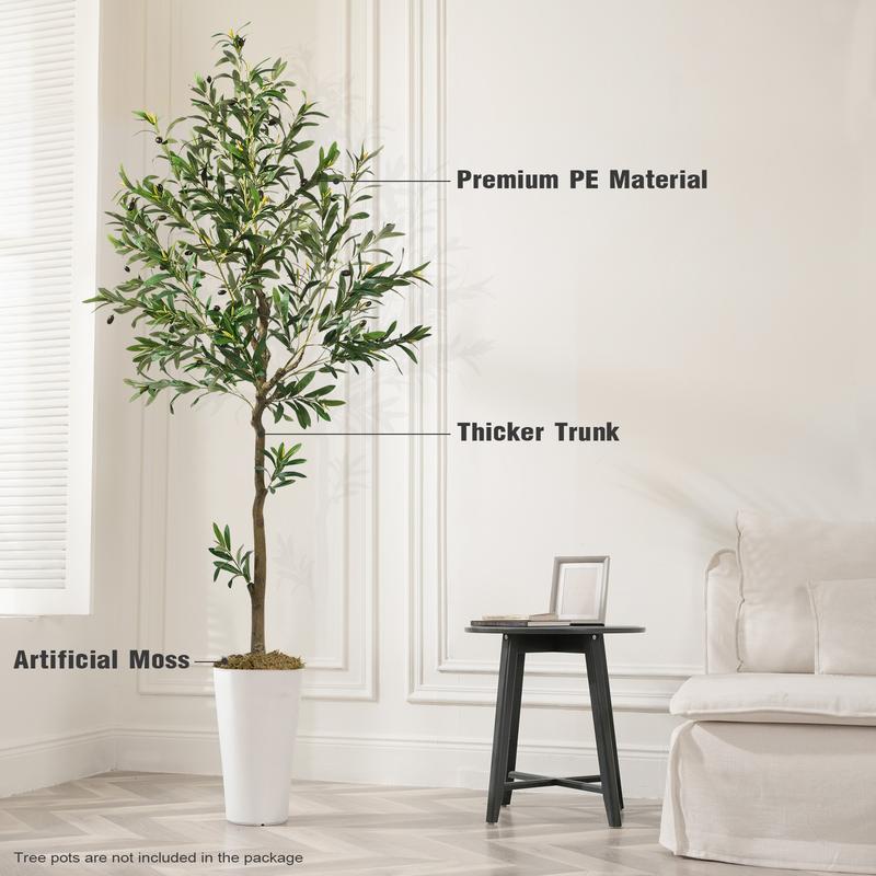 Artificial Olive Tree, Fake Indoor Plants , 6/7/8 Feet Tall- Realistic Large Simulated Potted Tree - Vintage Modern Home Decor For Home Office, Bedroom And Living Room, Thanksgiving Decoration