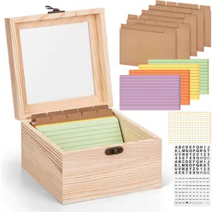Index Card Organizer with Dividers, Index Card Box 3x5 with Clear Lid, 100 Pcs Flash Cards, 30 Dividers, 1 Blank Sticker, 1 Letter Sticker and 1 Weekly Stickers