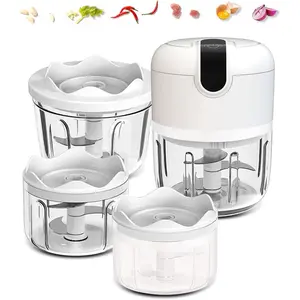 (100+250+350ML) White 3 count Cordless Mini  ,Small  Processor for Garlic,Nut,Meat