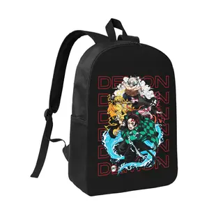 Anime Demon Slayer Backpack for Men Durable 600D Oxford Fabric Adjustable Straps Large Capacity Ideal for School Travel Hiking and Outdoor Sports