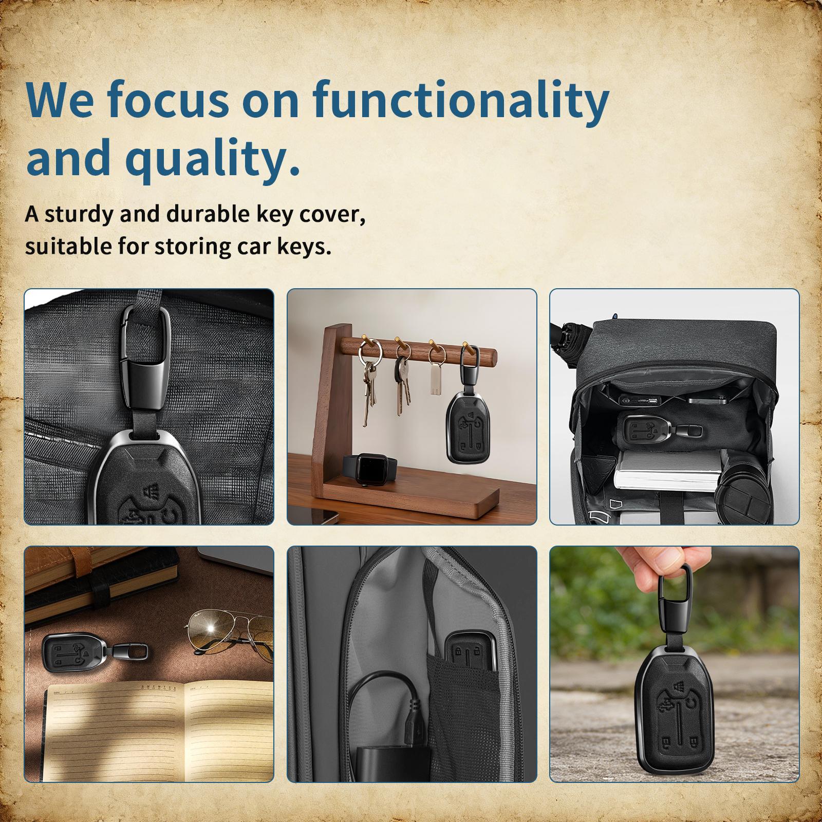 For GMC Key Fob Cover with Keychain, Key Shell Key Case Compatible with GMC Acadia Sierra Terrain and Chevy Silverado 1500 2500HD 3500HD 5-Button