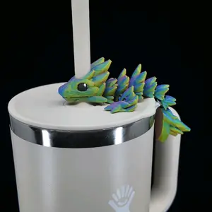 Tumbler Straw Buddy Dragon Colored Eyes Straw Topper 3d Print