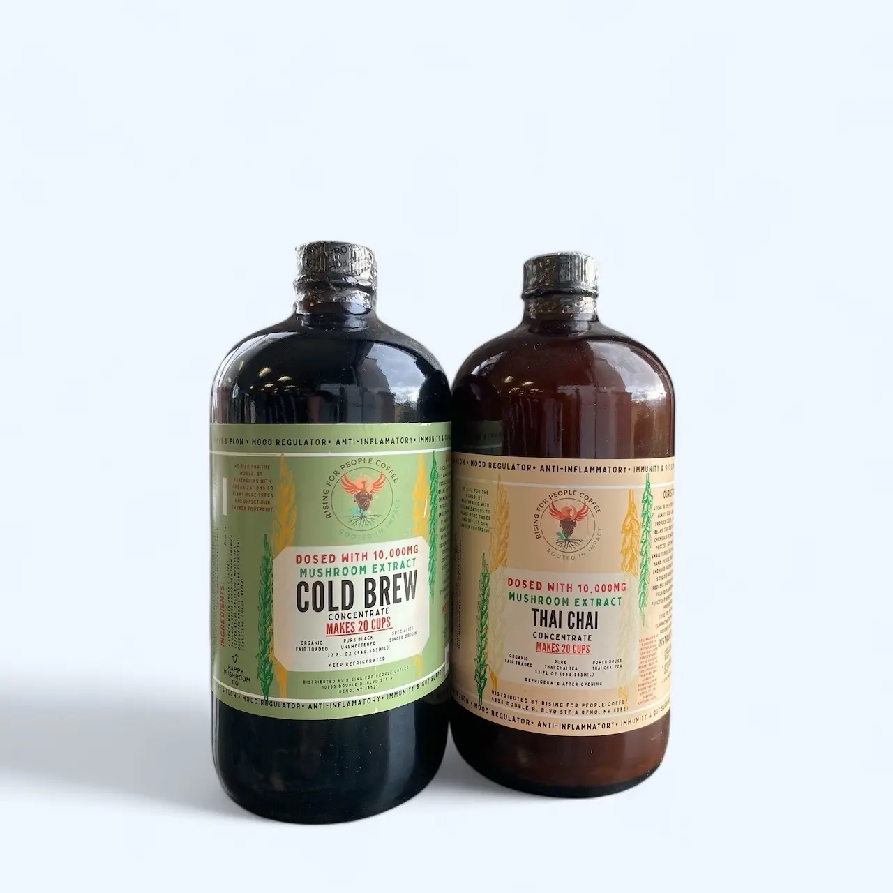 Happy Mushroom Cold Brew Coffee & Thai Chai Tea concentrated Bundle deal