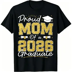 Proud Mom of a 2026 Graduate Senior Cotton T-shirt Perfect for Family Celebrations