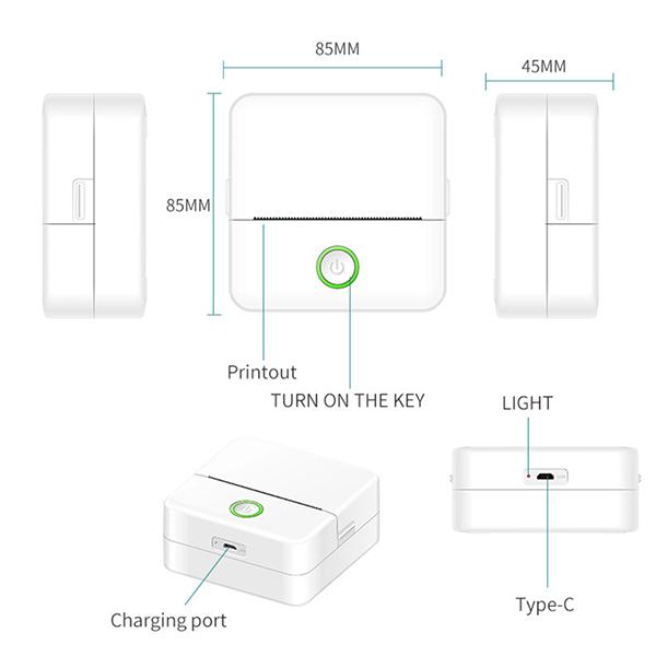 1 Count Portable Mini Printer,USB Rechargeable Bluetooth-compatible Thermal Printer with 5 Rolls Paper, Compatible with IOS & Android, Office Supplies,Pocket Printpod for Phone,Very Suitable for Holiday Gifts,Christmas Gifts,birthday Gifts,children