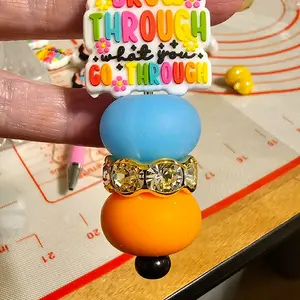 Siliconr Abacus Biscuit Bead with Vibrant Colors and Crystal Accents for Creative Baking Projects