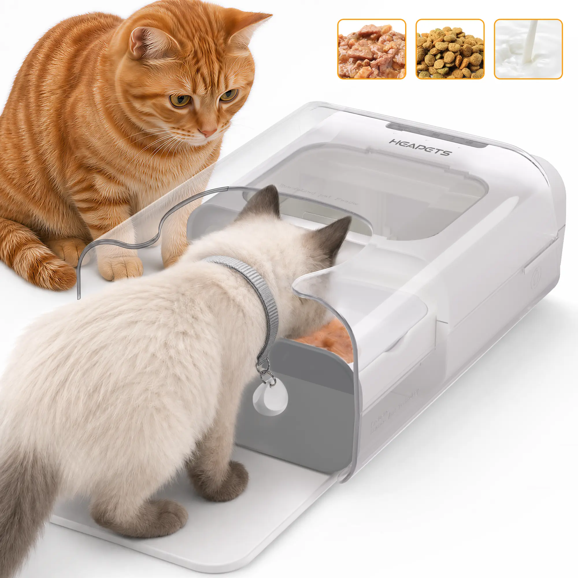 【2026 New Arrivals】Heapets P360 RFID Smart Automatic Pet Feeder with Collar Sensor, 3-Button Setup, Pinch-Free Door, Sealed Lid Feeders, Anti-Food-Stealing Dispenser for Wet/Dry Food Multi-Pet Homes (Cats, Small Dogs),back to school,back to school haul