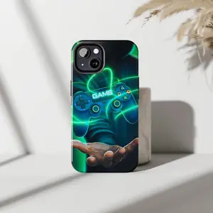 Neon Gamer Controller Phone Case 🎮  Electric Green Glow Gaming Art Protective Cover for iP Phone 16, 15, 14, 13, 12, 11 Pro Max Plus, X, XR, XS, 7, 8, SE