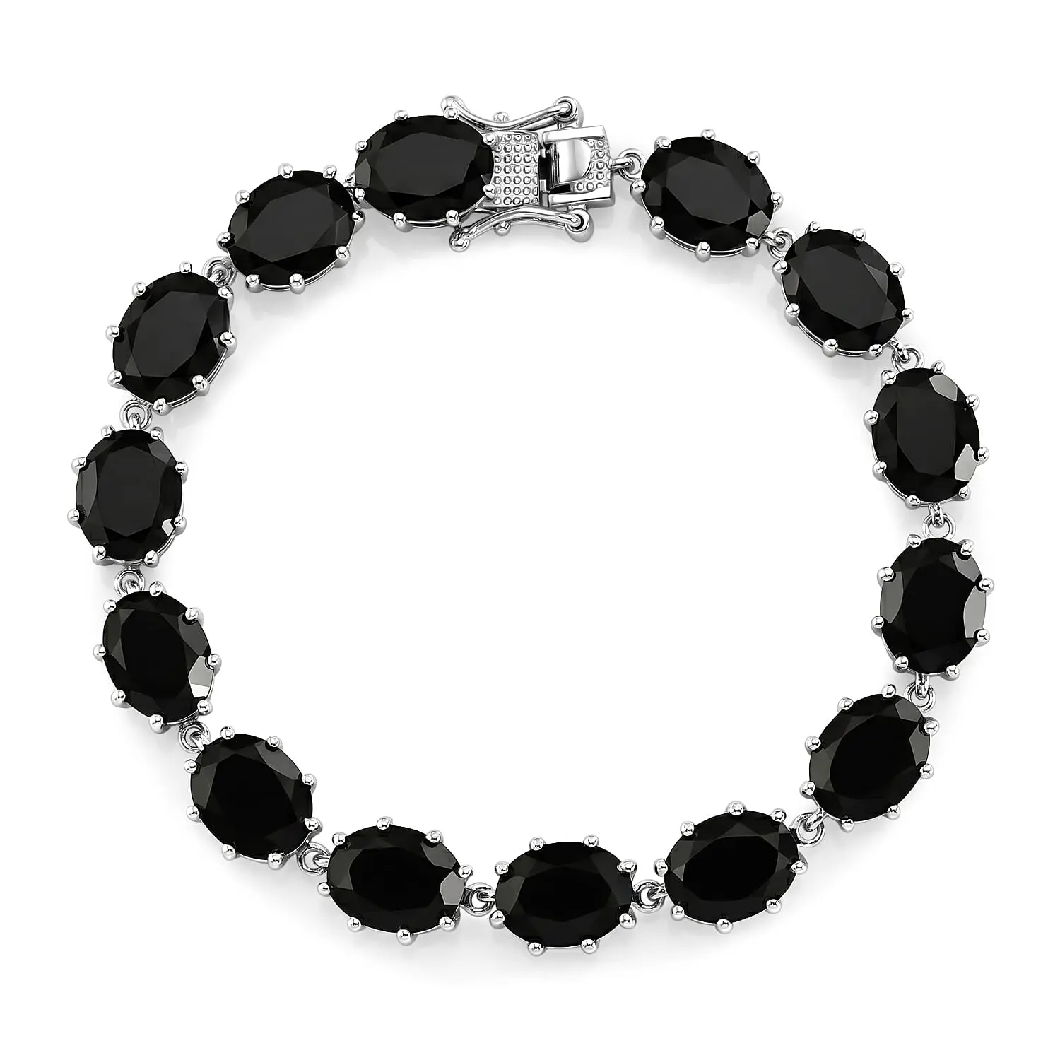 EverTrue Thai Black Spinel Afterglow Bloom Bracelet in Platinum Bond (6.50 In) 31.45 ctw