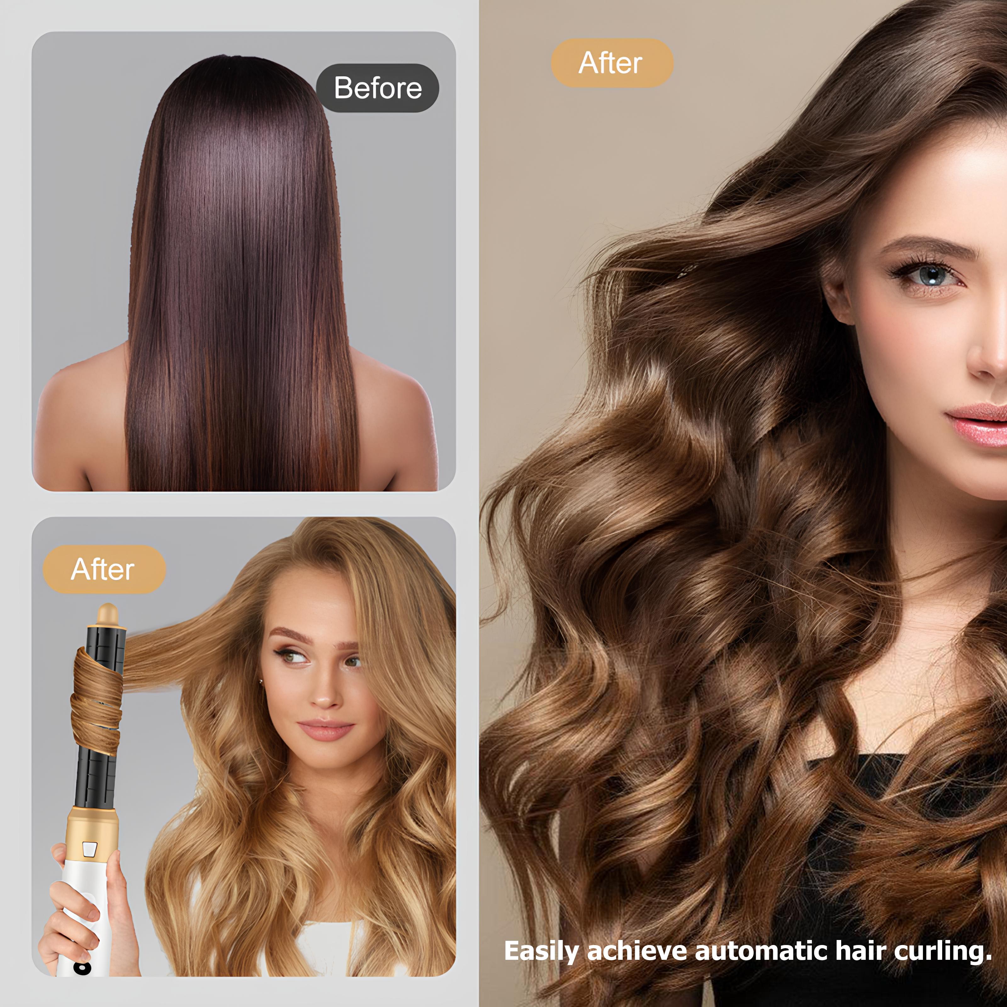 DOEAST US Seller 5-in-1 Hair Styler & Hair Dryer Set with Millions of Negative Ions Features Auto Hair Curler, Detachable Comb Heads, Curling Iron, Hair Straightener, Volumizer, Hot Air Brush & Air Curler All-in-One Hair Styling Tools,  Gift for Girls