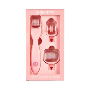 Skin Gym 3 Piece MicroRoller Set - Stainless Steel Needles for Facial & Body Pore Cleansing & Radiance Boost
