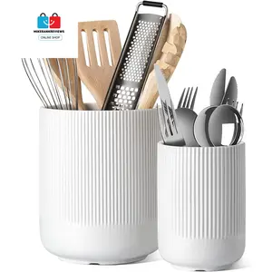 Utensil Holder, 7.3"+5.4" Ceramic Kitchen Utensil Holder for Countertop, Large Cooking Utensil Crocks for Kitchen Counter, Morden Utensil Organizer  No Brand