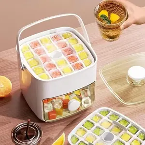 48-grid Ice Cube Tray with Lid & Ice Scoop, Double Layer Ice Cube Mold, Ice Tray for Making Whiskey, Cocktail, Coffee, Utensils