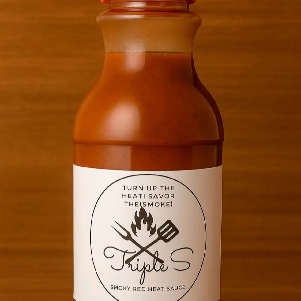 Triple S Smoky Red Heat Sauce - Rich Flavor, Spicy, and Savory.  16 oz bottle
