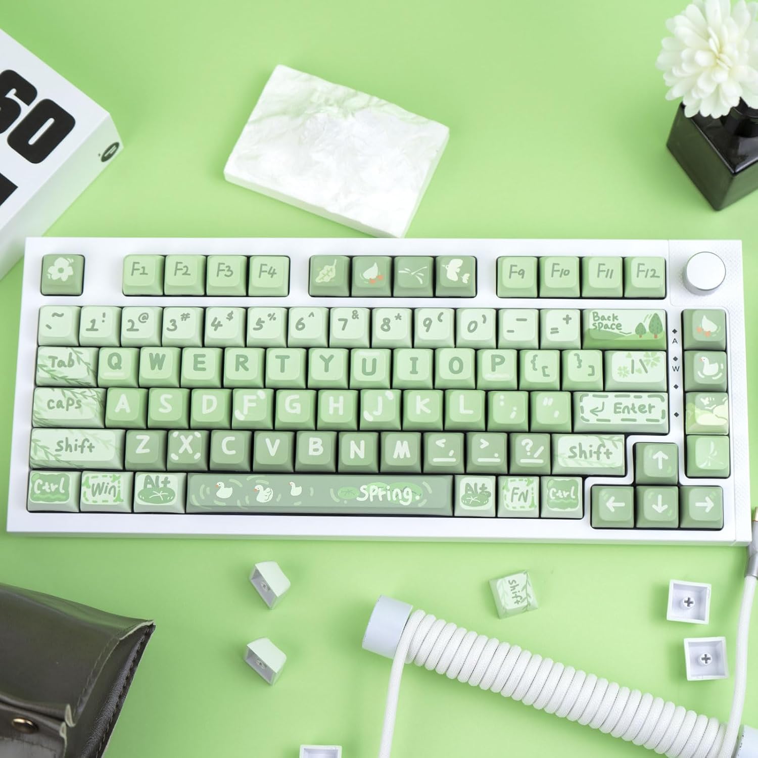 PBT 133 Keys Anime Keycaps, Matcha Green Dye-Sublimation Customized Cute Keycap, XDA Profile Keycaps Set for Cherry Gateron MX Switches Mechanical Gaming Keyboards PBT 133 Keys Anime Keycaps, Matcha Green Dye-Sublimation Customized Cute Keycap, XDA Profile Keycaps Set for Cherry Gateron MX Switches Mechanical Gaming Keyboards