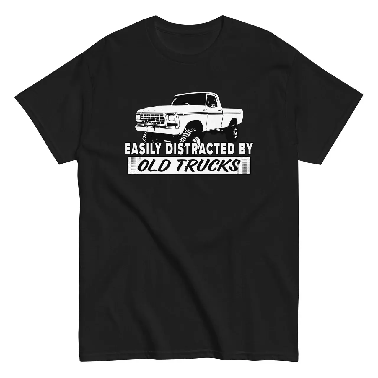 Easily Distracted By Old Trucks - 90s OBS Ford Truck Dentside Pickup Truck Hoodie T-Shirt Sweatshirt