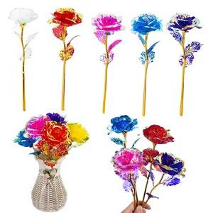 4 Pcs LED Light Up Eternal Galaxy Rose Flowers, Gold Plated Enchanted Roses, Perfect for Women, Girls, Christmas, Thanksgiving, Valentine's Day, Birthdays, Weddings, and Party Decorations