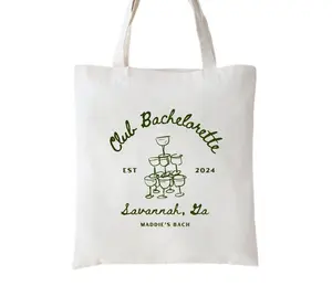 Champagne Club Bachelorette Custom Canvas Tote Bag, Bridesmaid Tote, Bridesmaid Favors Tote, Bachelorette Party Favors, Club Bachelorette Tote Bag Custom Design Color