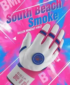 Drip & Rip 'Baller' Series Premium Leather Long Cuff Batting Gloves South Beach Smoke