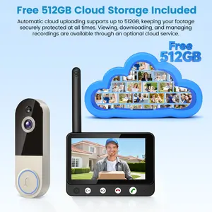 1080P 4.5-Inch Color Screen Wireless Smart Camera, Artificial Intelligence Human Detection, Instant Alarm, Real-Time Image, Two-Way Audio, 2.4G WiFi Camera, Night Vision, 100% Wireless, 512GB Free Cloud Storage, Battery-Powered Camera