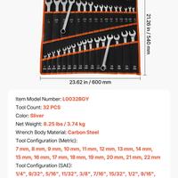 32pcs【SAE and Metric】-12-Point Box End and 15° 