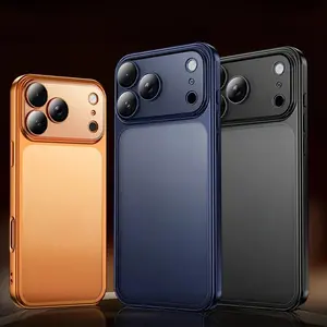 Matte Clear Electroplated Phone Case for iPhone 17/16/15/14/13/12 Pro Max/Plus, Hard PC Military Grade Shockproof Protective Cover