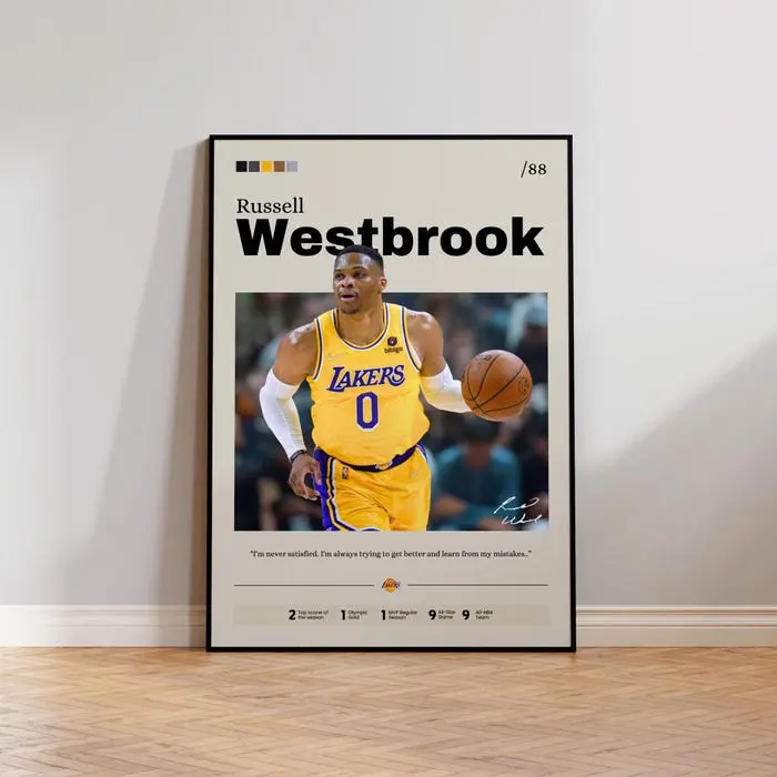 Russell Westbrook Basketball Poster, NBA Star Art Print, Sports Wall Decor, Basketball Fan Gift, Westbrook Home Decor, Unique Sports Art