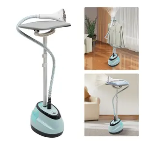CNCEST Professional Standing Steamer with Ironing Board 1350W Power 10-Hole Head for Clothes Wrinkle Removal & Shape Setting Blue Color