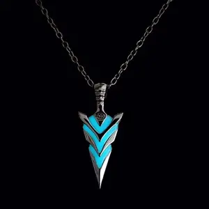 Glow-in-the-Dark Arrowhead Pendant Necklace | Luminous Tribal Blade Necklace