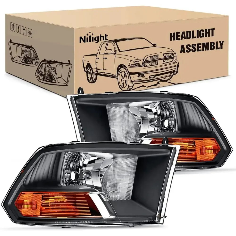 2009 2010 2011 2012 Dodge Ram 1500 2500 3500 Headlights Assembly Dual Beam Black Case, Headlight Waterproof, Car Headlights