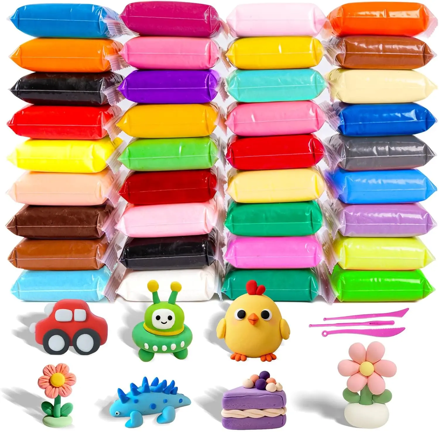 Air Dry Clay - 36 Colors Modeling Clay for Kids, Boys and Girls, Air Dry Clay Bulk Kit for Adults with 3 Sculpting Tools and Instructions, Safe, Non-Toxic, DIY Model Magic Clay Gifts Kids Toys