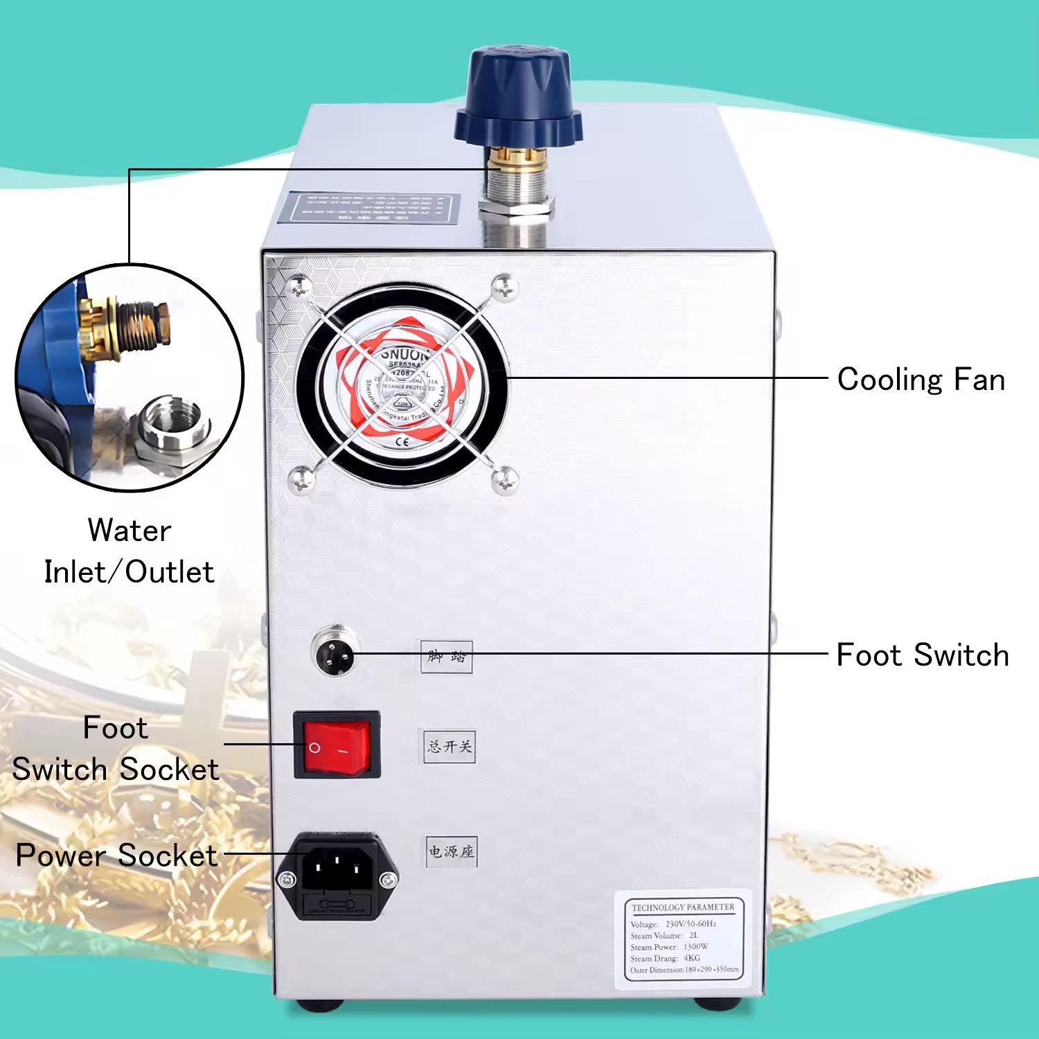 1300W Jewelry Steam Cleaner 135℃ High Temp Steam Cleaning Machine for Gold Silver Jewelry, Watch & Dental Cleaning