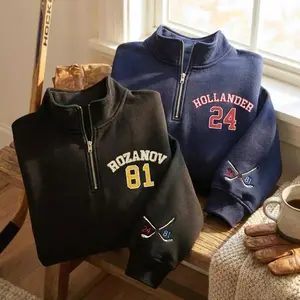 Embroidered Team Hollanov Quater Zip Sweatshirt, Hockey Romance Sweatshirt, Heated Rivalry Fan Gift, Bookish Shirt, Movie Inspired Embroidered Sweatshirt Hoodie