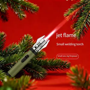 High-Temperature Butane Torch Lighter (Butane Not Included) Features An Adjustable Bright Blue Flame, Refillable, Portable, With A Safety Lock, And Quick Ignition. Suitable For Outdoor Cooking, Camping, Lighting Candles, And Barbecues