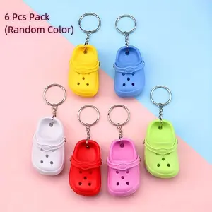 6pcs Random Keychain Shoe Charms, Cute DIY Crafting Pendants, Shoe Decor for Backpacks & Schoolbags, Birthday Easter Gift, Party Favors