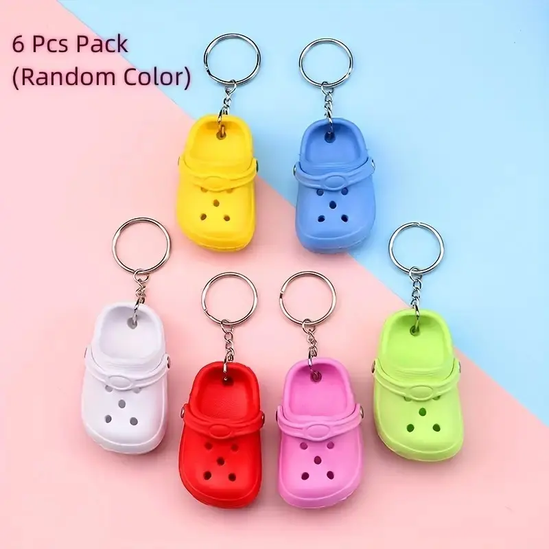 6pcs Random Keychain Set Surprise Collectibles Shoe Charms, Cute Keychains, Cute DIY Crafting Pendants, Shoe Decor for Backpacks & Schoolbags, Birthday Easter Gift, Party Favors