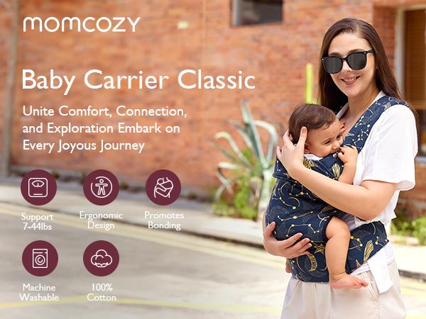 Momcozy Baby Carrier - Ergonomic, Cozy and Lightweight Carrier for 7-44lbs, Effortless to Put On, Ideal for Hands-Free Parenting, Enhanced Lumbar Support, Purehug for Infant to Toddler