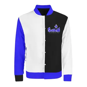 Sovereign Unisex Racer Blue Varsity Jacket - Casual Outerwear for Men - Womenswear, Comfort, Long Sleeve, Fitted, Coats, Tops