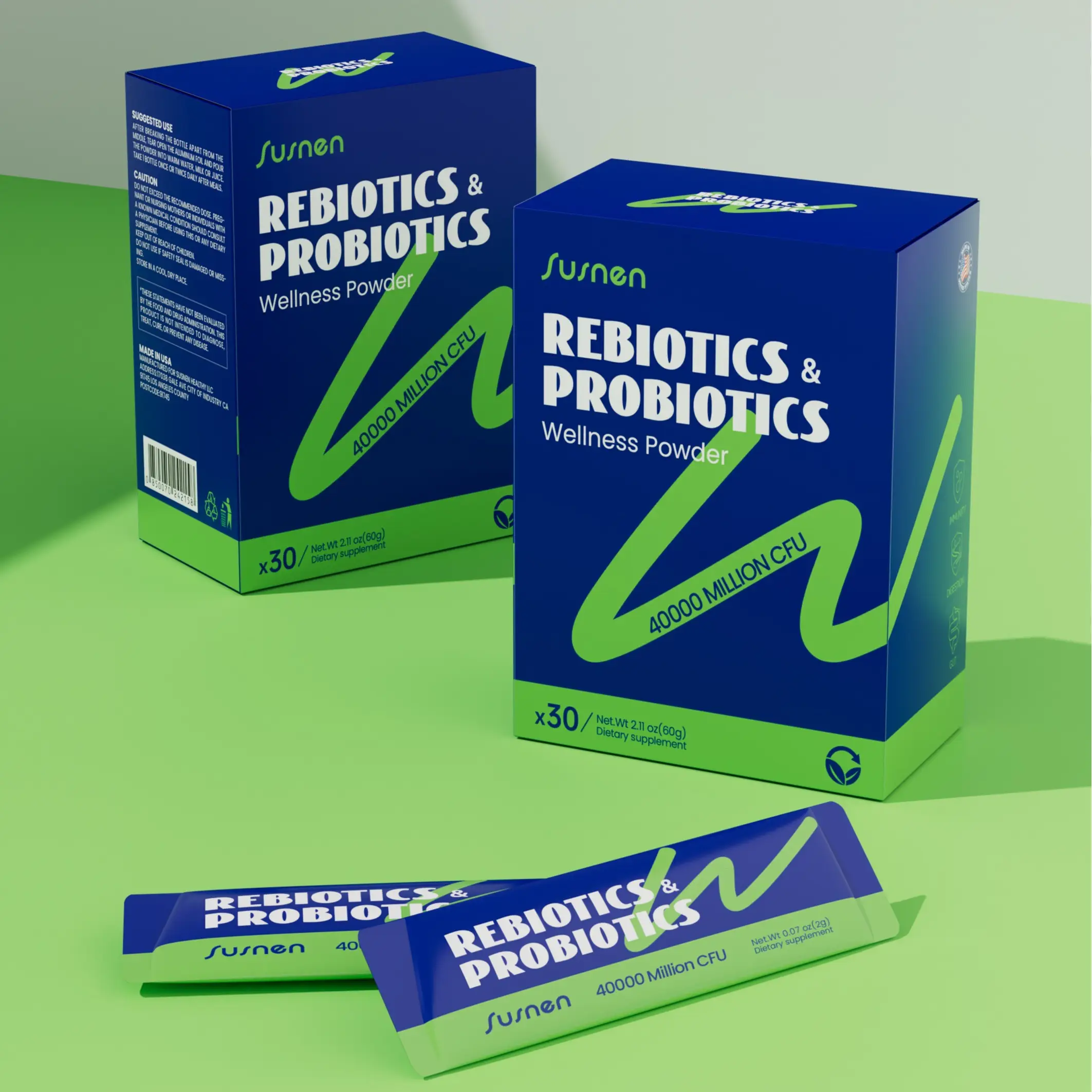 Susnen Probiotics 40 Billion, 30 Bottles*, 0.7 oz. with Superfoods, Probiotics, Digestive Enzymes & Moringa: Promotes gut health and boosts the immune