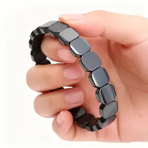 Functional Bracelets for Daily Wear, Natural Hematite Bracelet for Men, Stretch Rope Beads Jewelry, T-Levels Support, Mental Clarity & Focus, Perfect Christmas Birthday Gift
