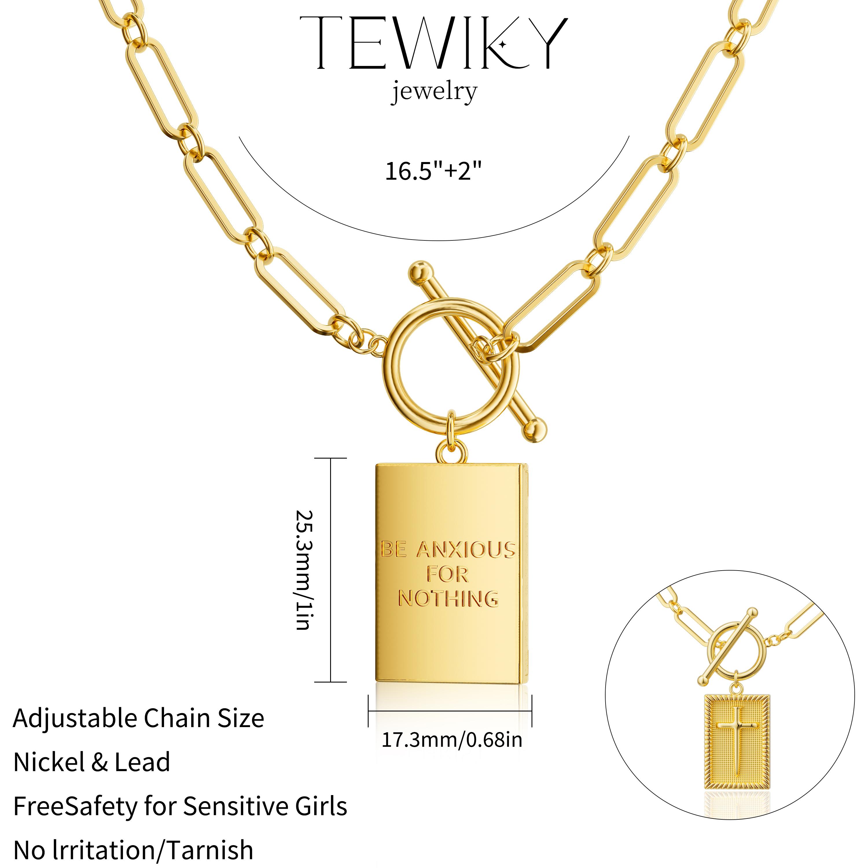 Tewiky Charm Outdoorfun Cross Choker Necklace for Women & Men Thick Chunky Paperclip Chain Cuban Link Chain Jesus' Blessing Message Hip Hop Jewelry Trendy Fashion Gifts