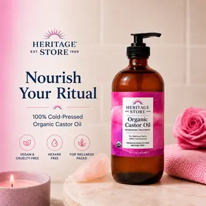 Heritage Store Organic Castor Oil - Nourishing Beauty Products, Wellness Body Moisturizer, Selfcare Treatment (16oz + Pump Now Available)