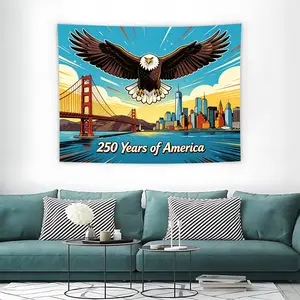 250 Years of America Retro Comic Bald Eagle Tapestry, Vintage Usa Patriotic Wall Hanging, Large Decorative Home Decor