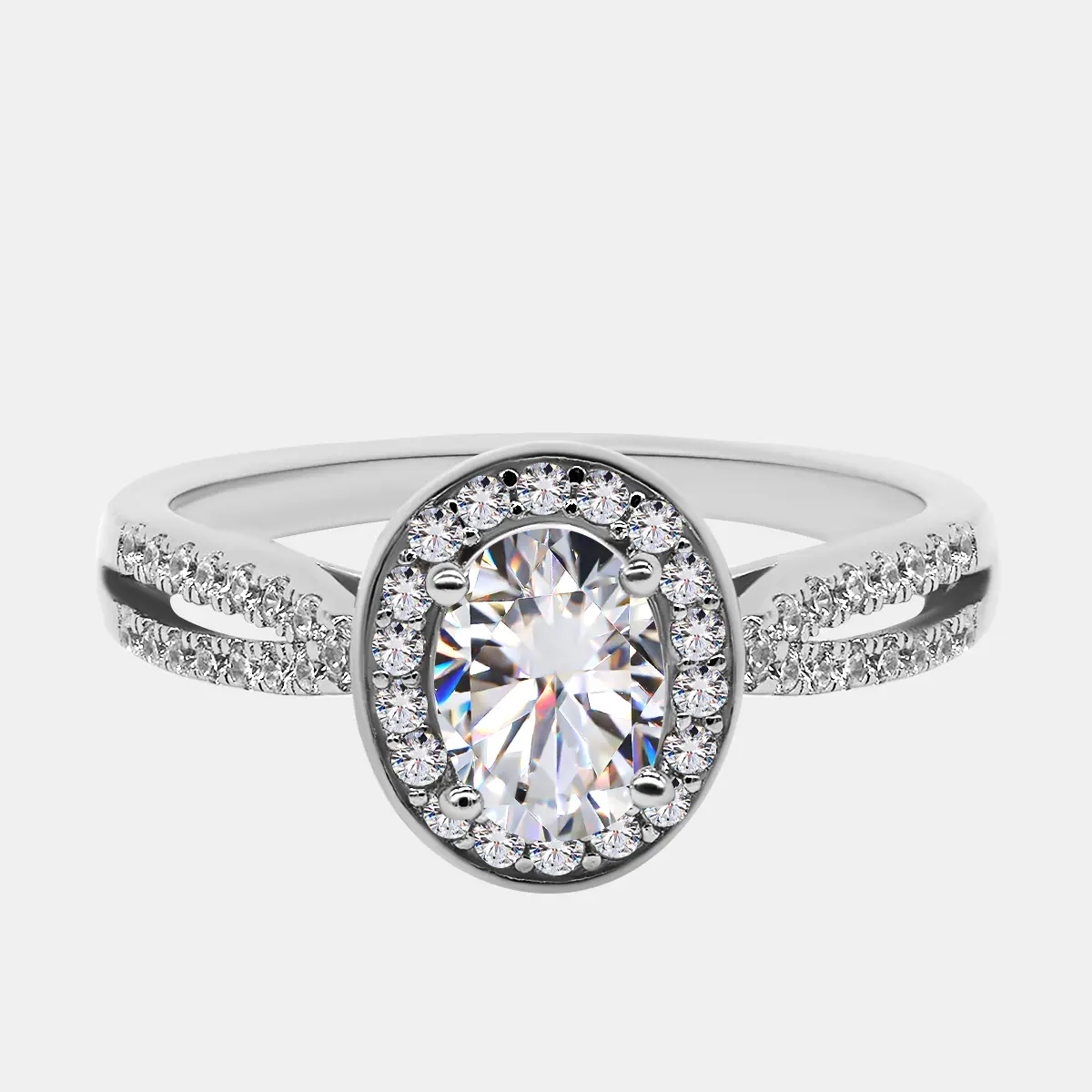 【702】Valentine's Day 1 Carat Oval Lab Moissanite Artificial Gemstone Ring, Elegant Glittering Sparkling Ring for "Deck The Hall" Flash Event, Sparkling Rings, Lab Moissanite Ring